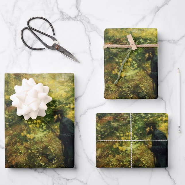 Hunter in the Forest (by H.A. Brendekilde) Wrapping Paper Sheets (Front)