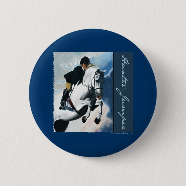 Hunter Jumper Acrylic Painting Pinback Button (Front)