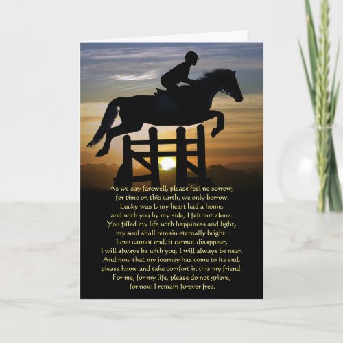 Hunter Jumper Eventing Horse Sympathy Card