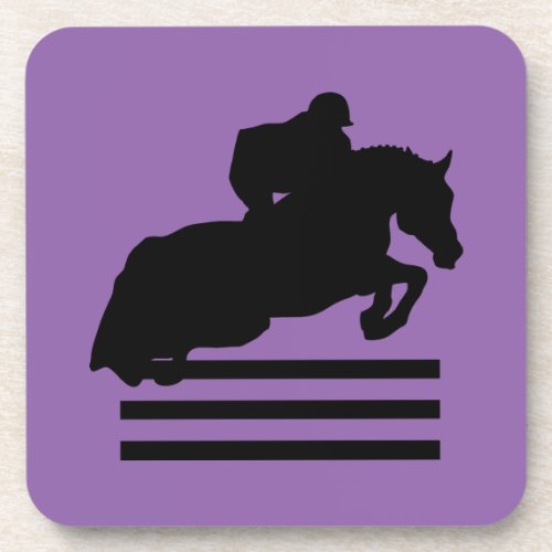 Hunter Jumper Horse and Rider Black Silhouette Coaster