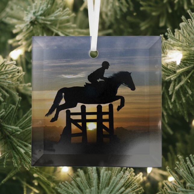 Hunter Jumper Horse Christmas Glass Ornament (Insitu)