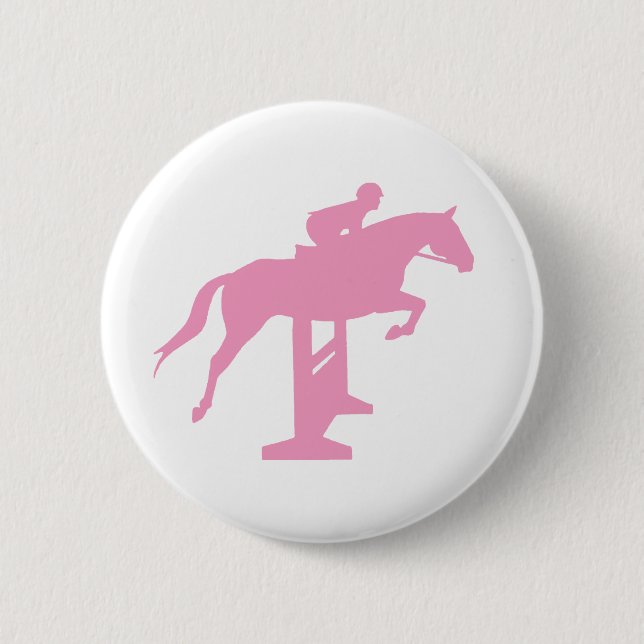 Hunter Jumper Horse & Rider (pink) Button (Front)