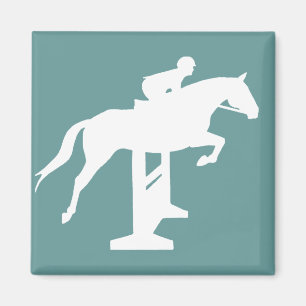 Hunter Jumper Horse & Rider (white) Magnet