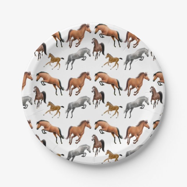 Hunter Jumper Horses Having Fun Paper Plates (Front)