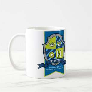 Hunter letter H heraldry green blue name meaning Coffee Mug