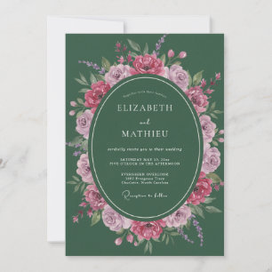 Hunter Magenta Bloom Wedding Invitation