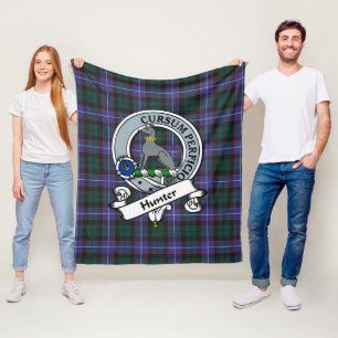 Hunter Modern Clan Badge Tartan Plaid Fleece Blanket