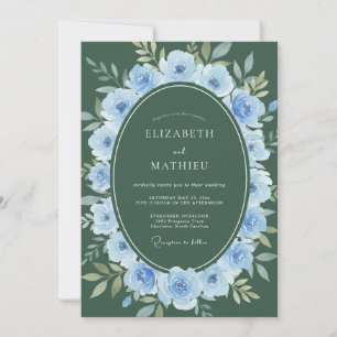 Hunter Periwinkle Bloom Wedding Invitation