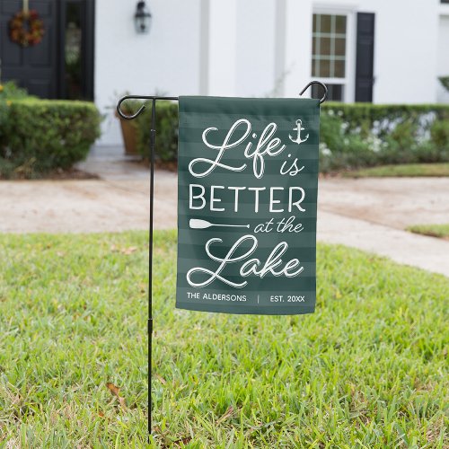 Hunter  Personalized Life is Better at the Lake Garden Flag