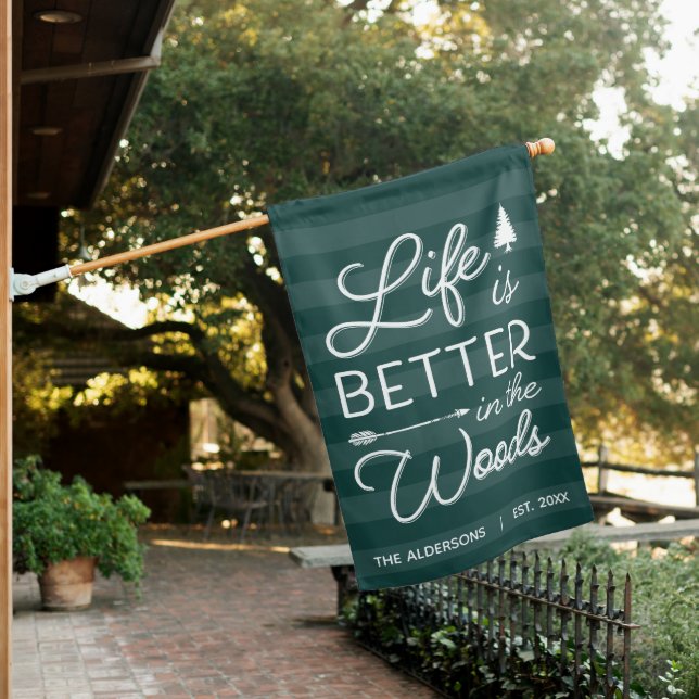 Hunter | Personalized Life Is Better In The Woods House Flag (In SItu)