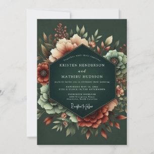 Hunter Rust Dramatic Bloom Wedding Invitation