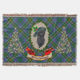 Hunter Scottie Dog Christmas Throw Blanket