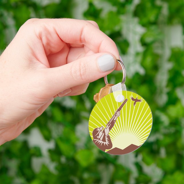 Hunter Shooting Goose Retro Outdoor Keychain (Creator Uploaded)