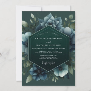 Hunter Slate Anemone Wedding Invitation