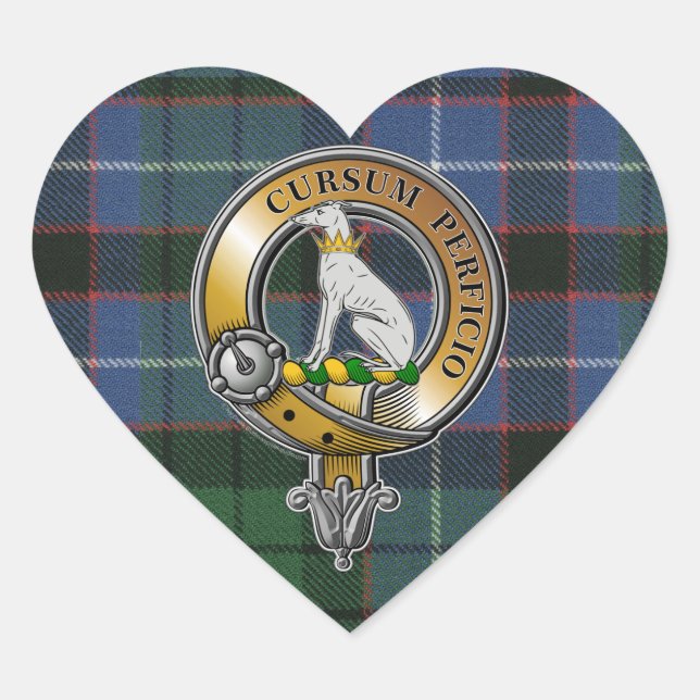 Hunter Tartan & Badge Heart Sticker (Front)