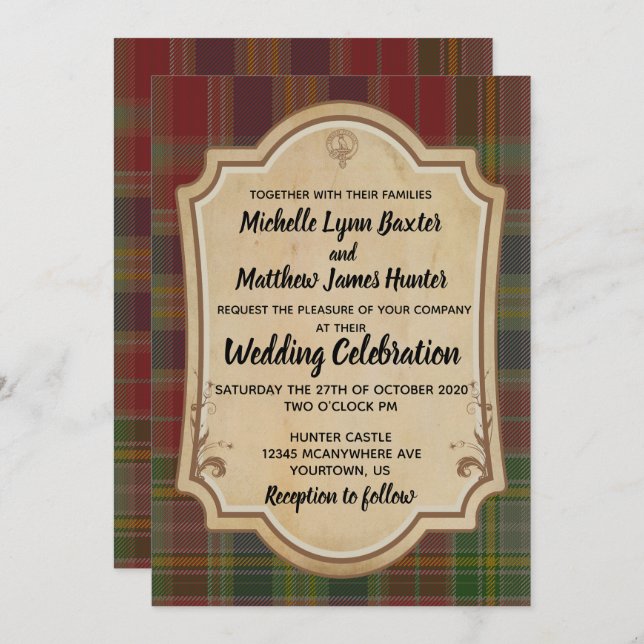 Hunter Tartan Wedding Invitation (Front/Back)