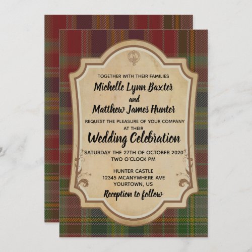 Hunter Tartan Wedding Invitation