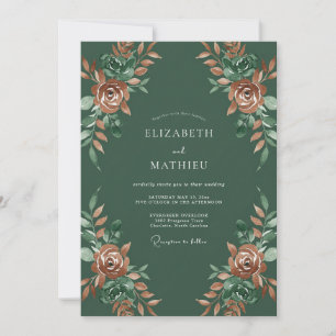 Hunter Terracotta Painted Leaf Wedding Invitation
