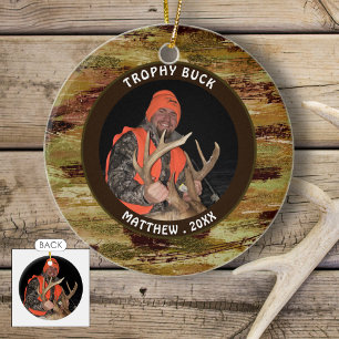 Hunter TROPHY BUCK Camouflage Photo Commemorative Ceramic Ornament