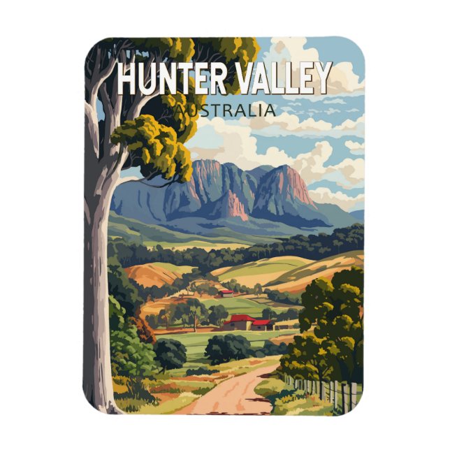 Hunter Valley Australia Travel Art Vintage Magnet (Vertical)
