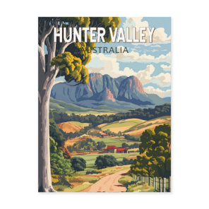 Hunter Valley Australia Travel Art Vintage Postcard