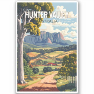 Hunter Valley Australia Travel Art Vintage Sticker