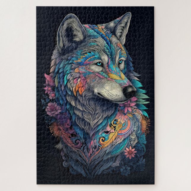 Hunter Wolf Illustration Jigsaw Puzzle (Vertical)