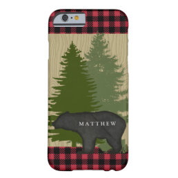 Hunter Woodland Lumberjack Plaid w Mountain Bear Barely There iPhone 6 Case