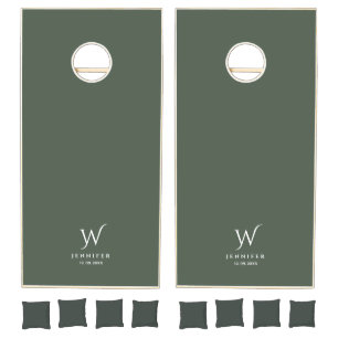 Huntergreen Monogram and Name Cornhole Set