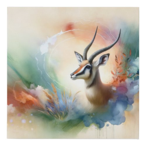 Hunters Antelope in Watercolor AREF1014 _ Watercol Faux Canvas Print