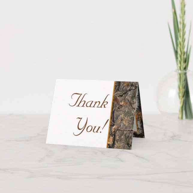 Hunter's Camo Chic Wedding Thank You Card (Front)