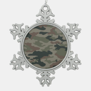 Hunters Camouflage Christmas Snowflake Decor Snowflake Pewter Christmas Ornament