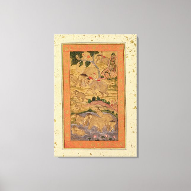 Hunters Capturing Elephants, from the Large Clive Canvas Print (Front)
