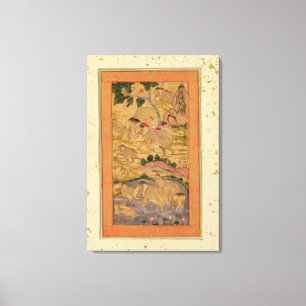 Hunters Capturing Elephants, from the Large Clive Canvas Print