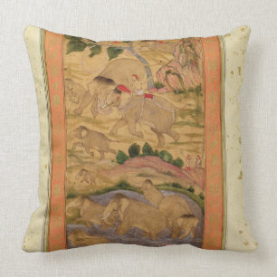 Hunters Capturing Elephants, from the Large Clive Throw Pillow