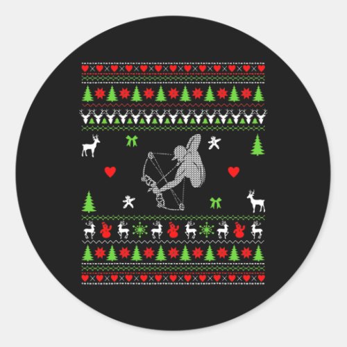 Hunters Christmas Gifts Bow Hunting Ugly Classic Round Sticker