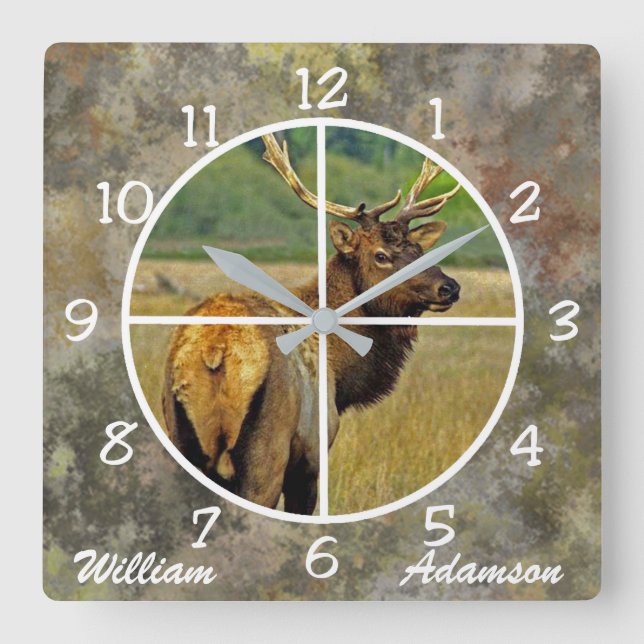 Hunters Clock Elk in Crosshairs personalize  (Front)