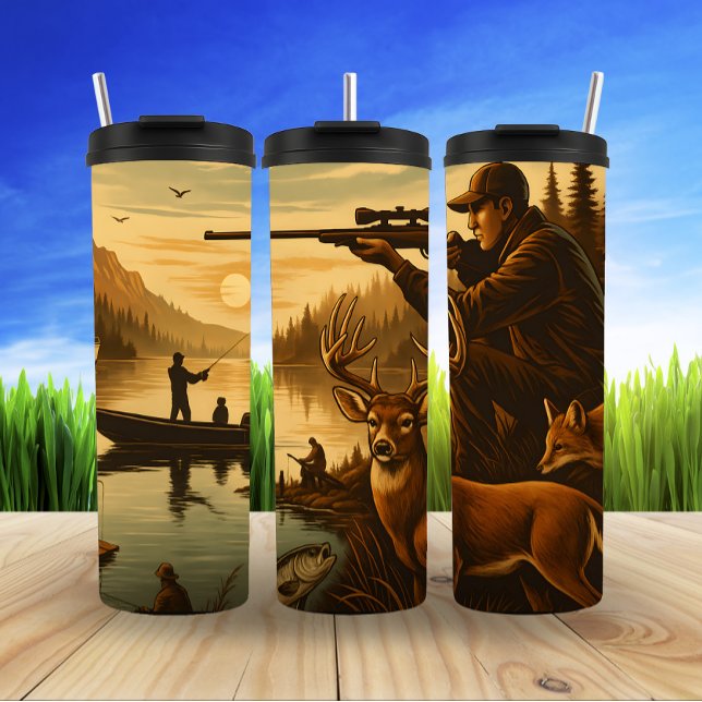 Hunter's Dawn, Lakeside Wilderness Thermal Tumbler (Creator Uploaded)
