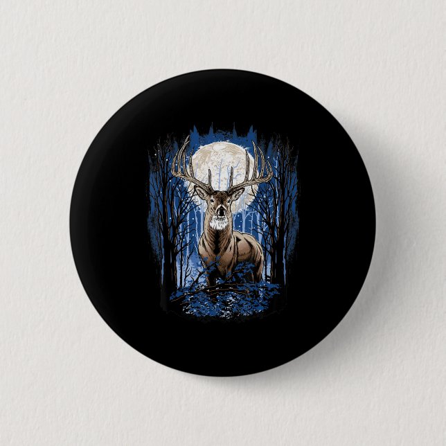 Hunters Deer Hunting Big Whitetail Buck  Button (Front)