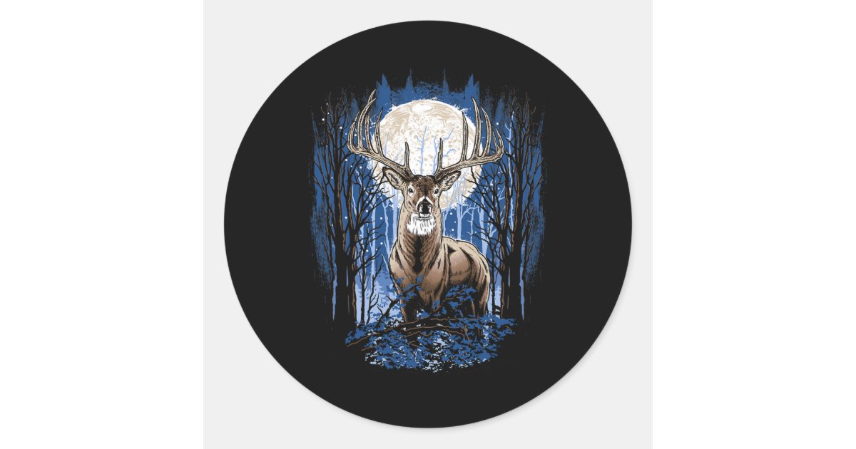 Hunters Deer Hunting Big Whitetail Buck Classic Round Sticker | Zazzle