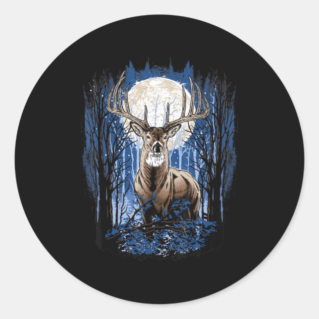 Hunters Deer Hunting Big Whitetail Buck  Classic Round Sticker (Front)
