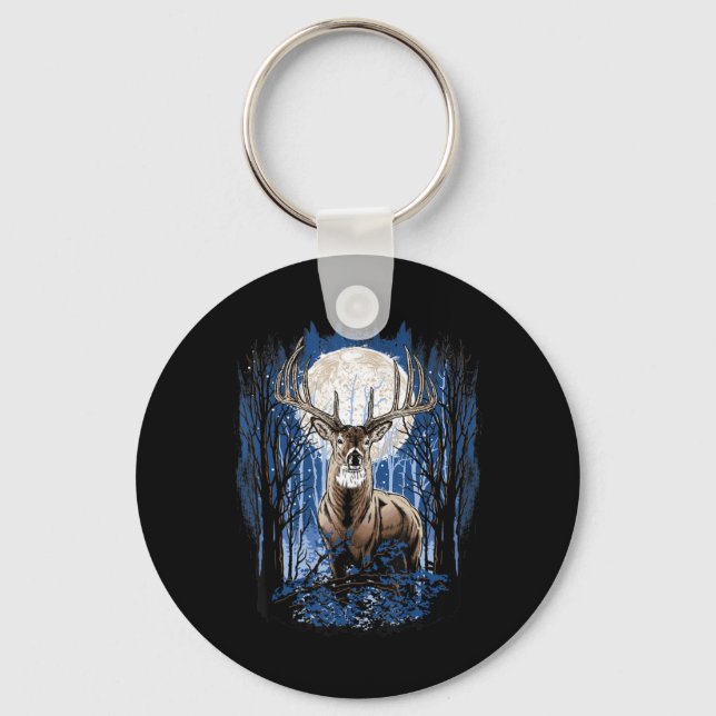 Hunters Deer Hunting Big Whitetail Buck  Keychain (Front)