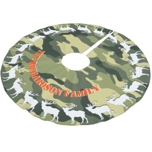 Hunters Elk and Camo YOUR NAME Tree Skirt