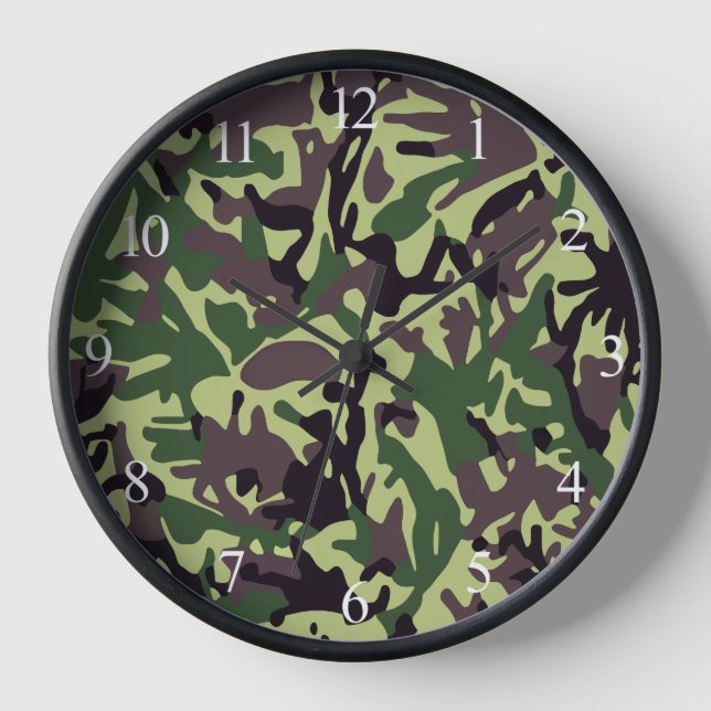 Hunters Green Camo Pattern Clock (Front)