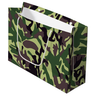 Hunters Green Camo Pattern Large Gift Bag