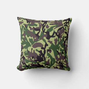 Hunters Green Camo Pattern Throw Pillow
