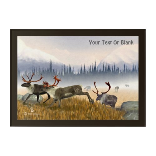 Hunters In The Mist Caribou Acrylic Print