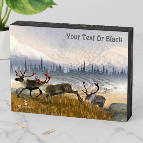 Hunters In The Mist Caribou Wooden Box Sign