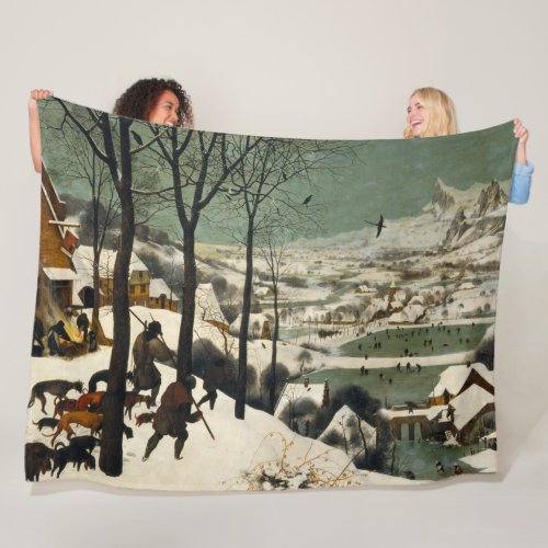 Hunters in the Snow by Pieter Bruegel the Elder Fleece Blanket