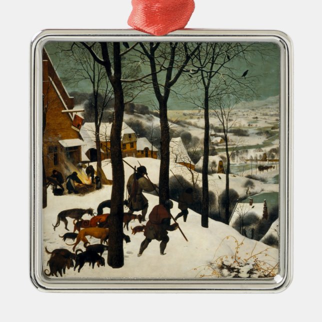 Hunters in the Snow (by Pieter Bruegel the Elder) Metal Ornament (Front)